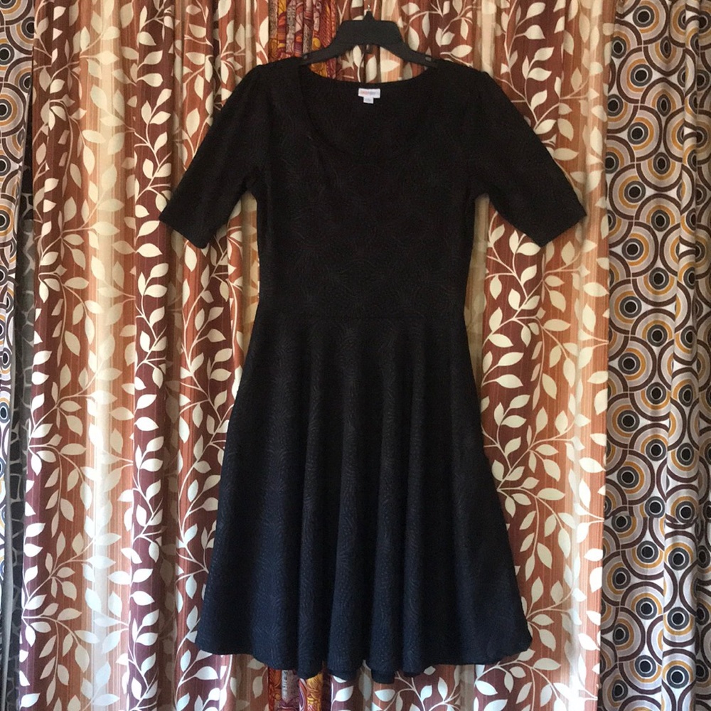 LuLaRoe Nicole Black Embossed Dress L
